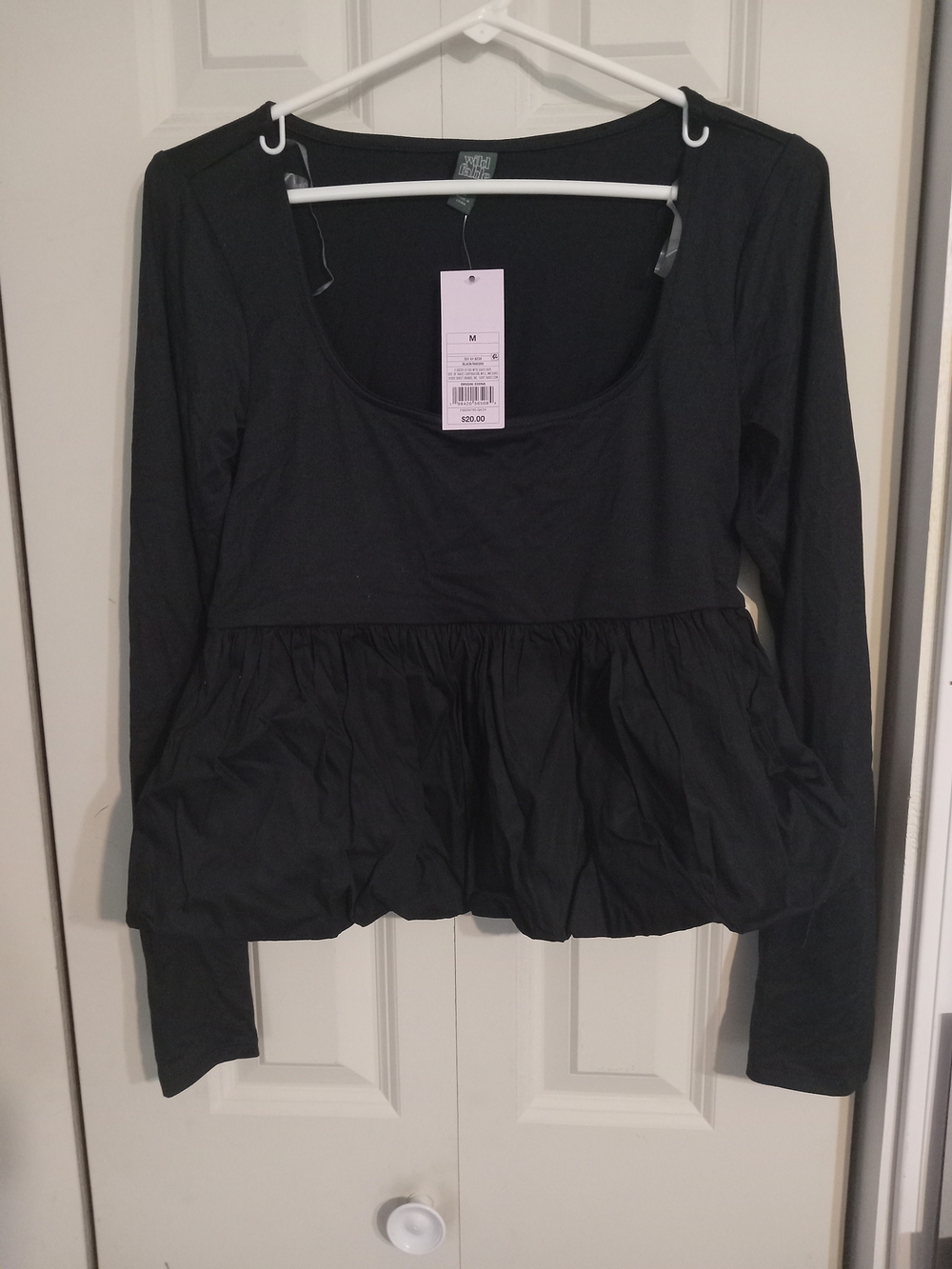 wild fable Black Long-Sleeve Peplum Tunic Top